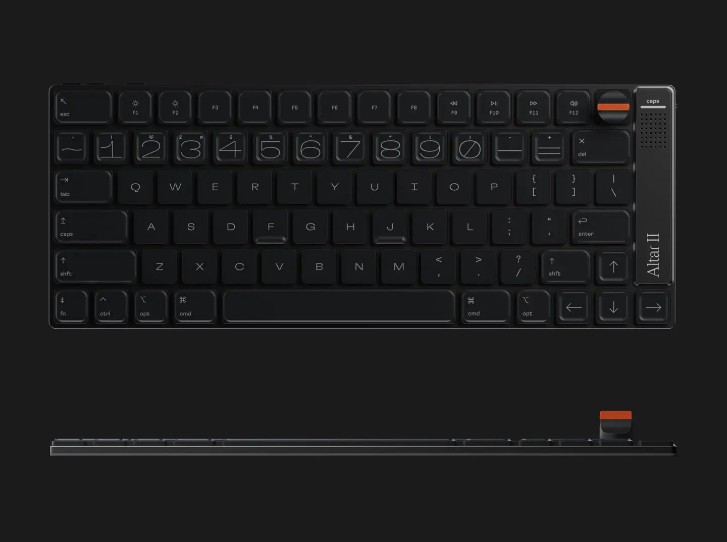 Altar II mechanical keyboard side profile showing thin chassis