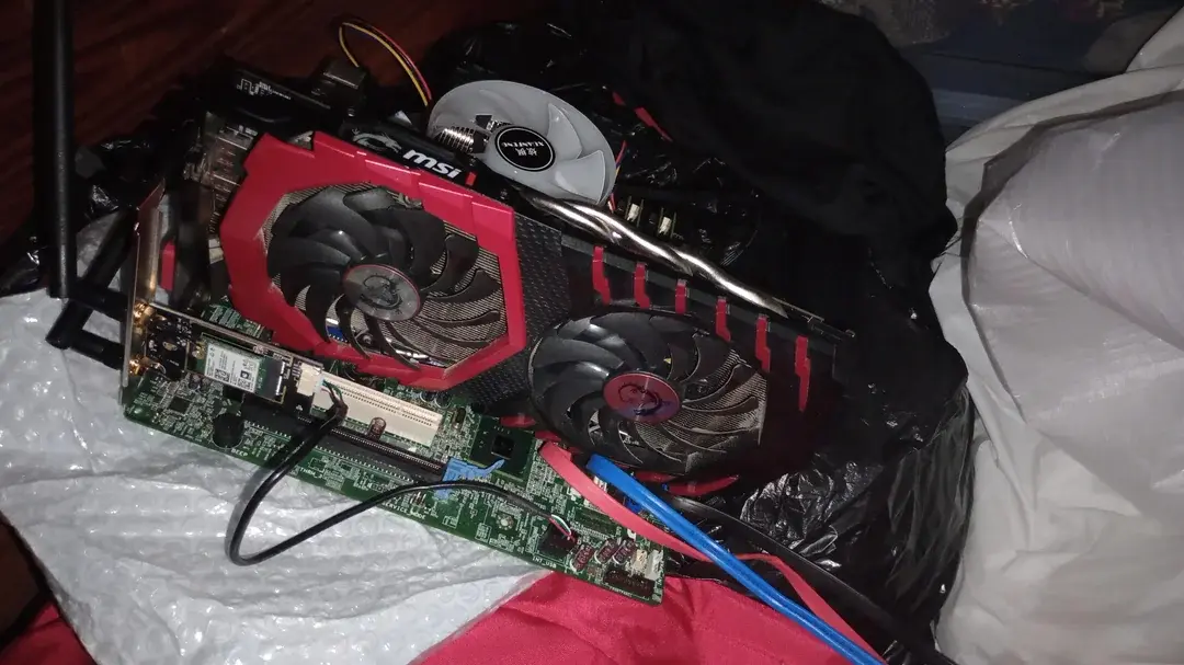 AMD Radeon graphics cards on a desk