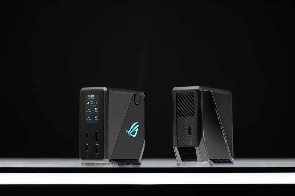 ASUS ROG Flux Charging Dock with RGB lighting and display
