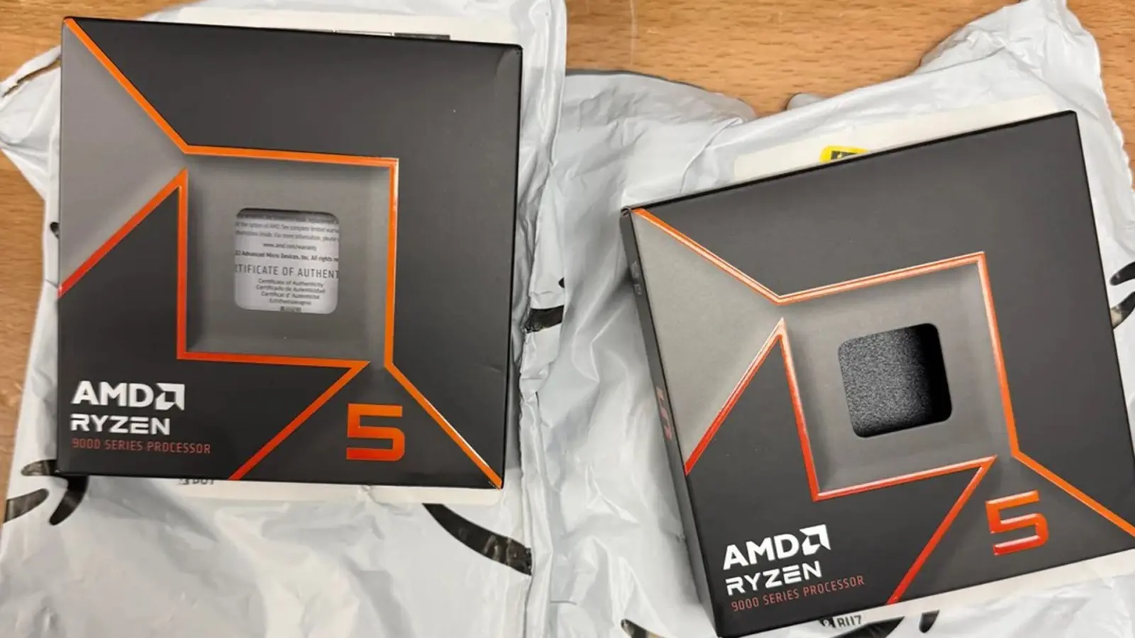 Security camera footage showing the unboxing of an empty CPU box