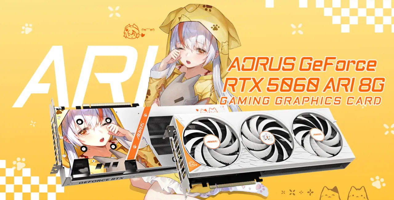 GIGABYTE AORUS GeForce RTX 5060 ARI 8G Launches With Lazy Aesthetic