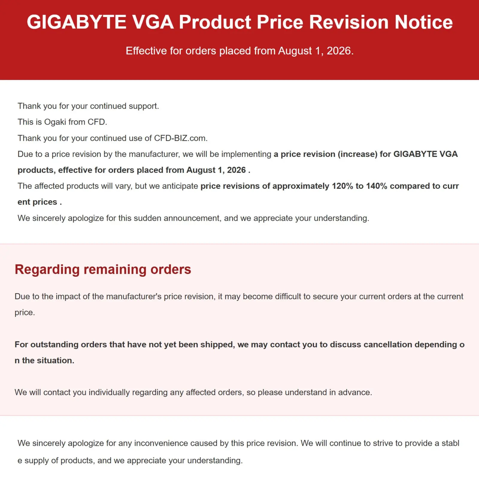 GIGABYTE graphics card lineup