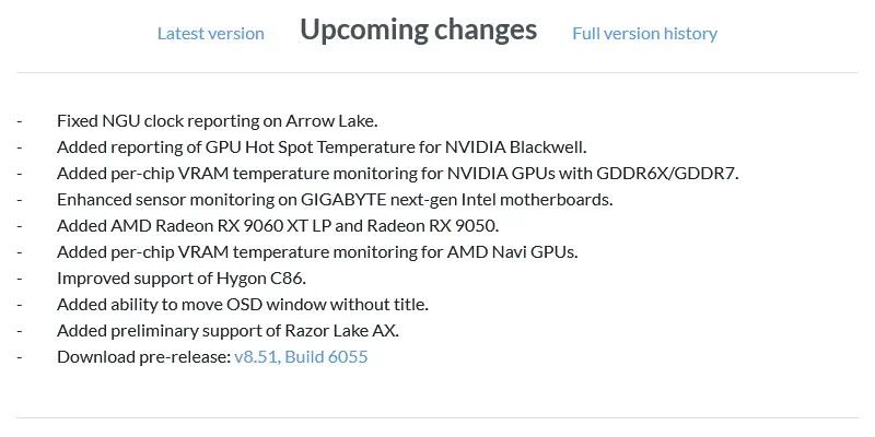 HWiNFO v8.51 Adds Preliminary Support for Intel Razor Lake AX