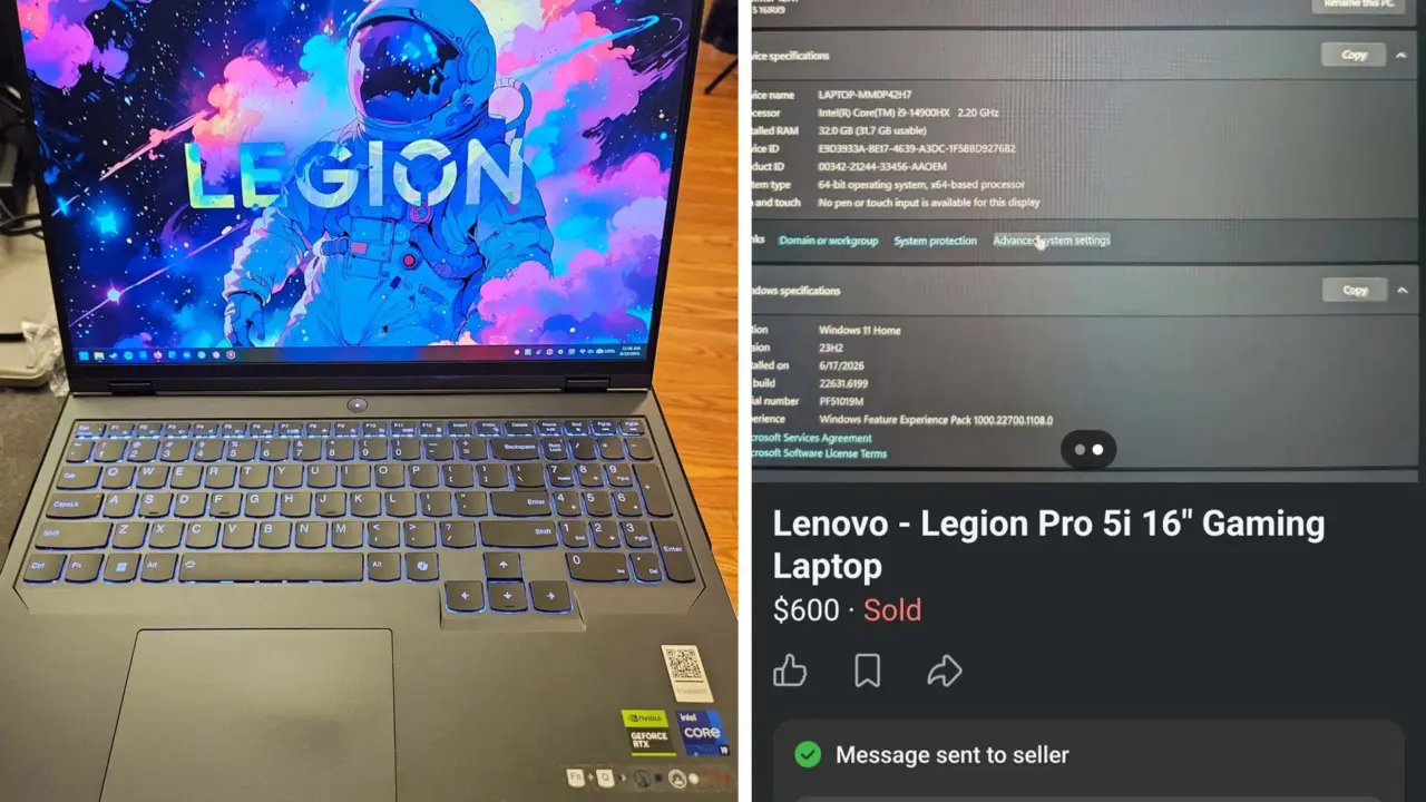 Lenovo Legion Pro 5i With RTX 4070 Sells for $600 on Marketplace