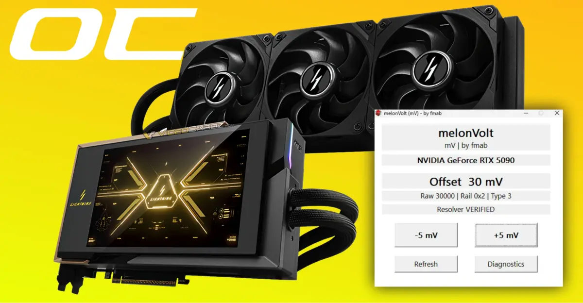 melonVolt OC Tool Unlocks Up to 142 MHz RTX 5090 Clock Gains