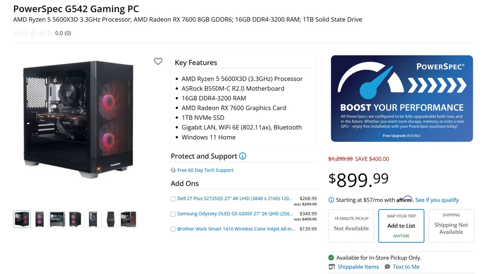 Micro Center PowerSpec G542 Gaming PC