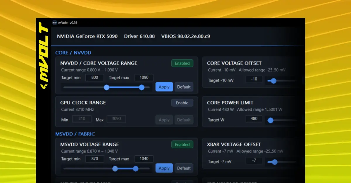 mVolt+ v0.36 lets RTX 5080 draw 680W, bypassing VBIOS limits