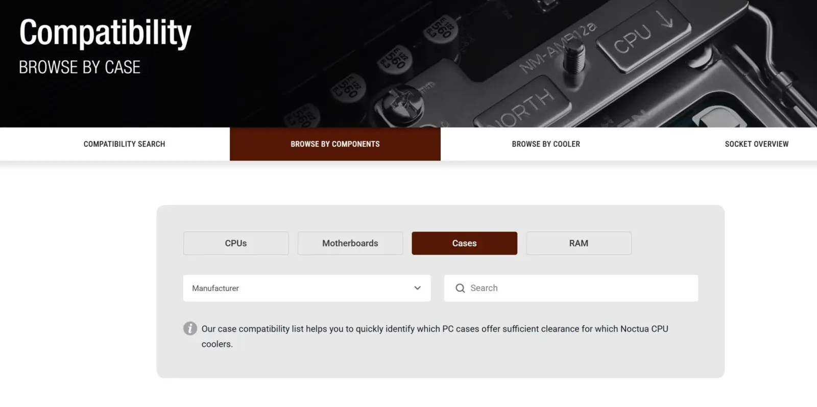 Noctua CPU cooler clearance database interface