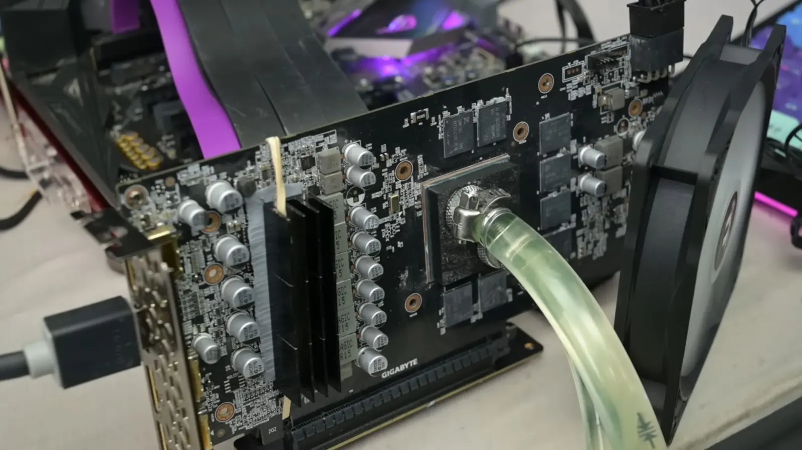 RTX 2060 GPU with direct water cooling block attached