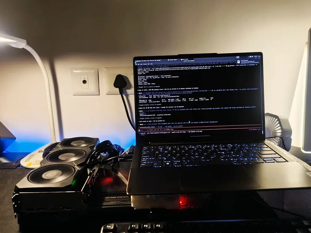 ADT-Link PCIe riser adapter connecting desktop GPU to laptop M.2 slot