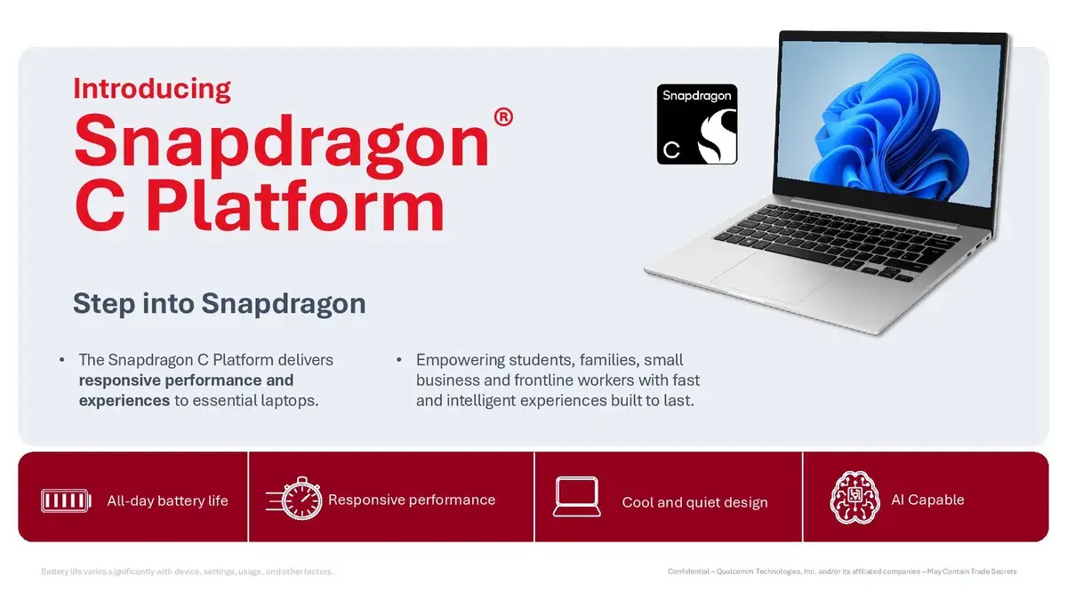 Snapdragon C Specs Revealed: 8-Core Chip Targets $300 Laptops