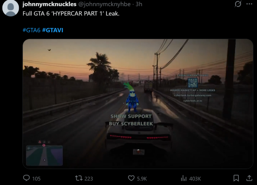 GTA 6 gameplay footage showing a hypercar and map exploration