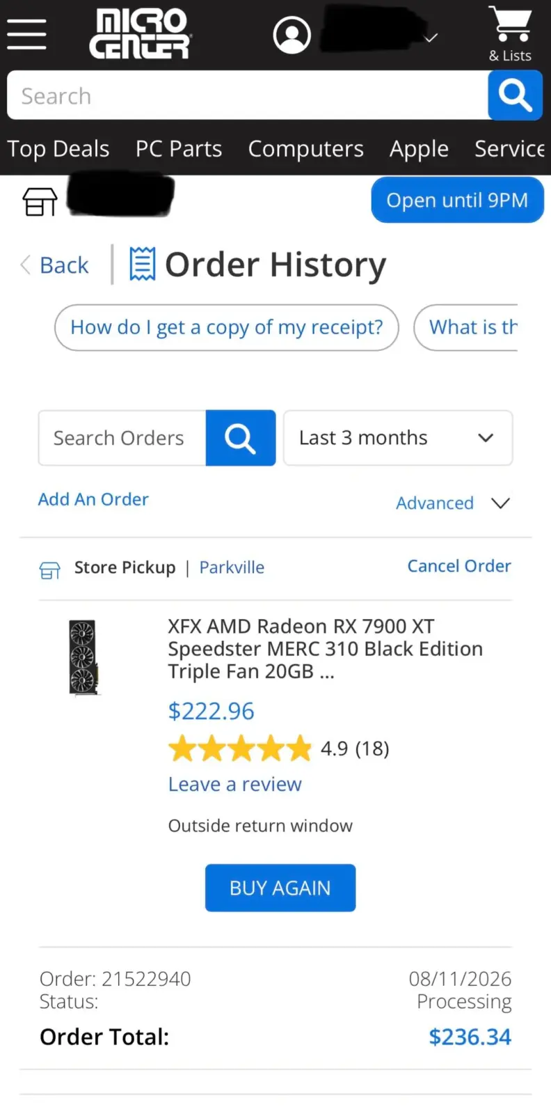 XFX Radeon RX 7900 XT Speedster MERC 310 Black Edition graphics card