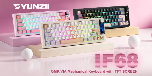 YUNZII IF68 mechanical keyboard with vertical TFT screen