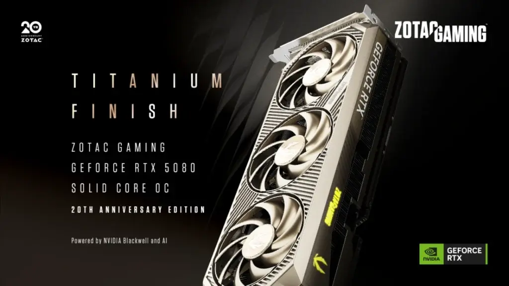 Zotac RTX 5080 SOLID CORE OC 20th Anniversary Edition graphics card
