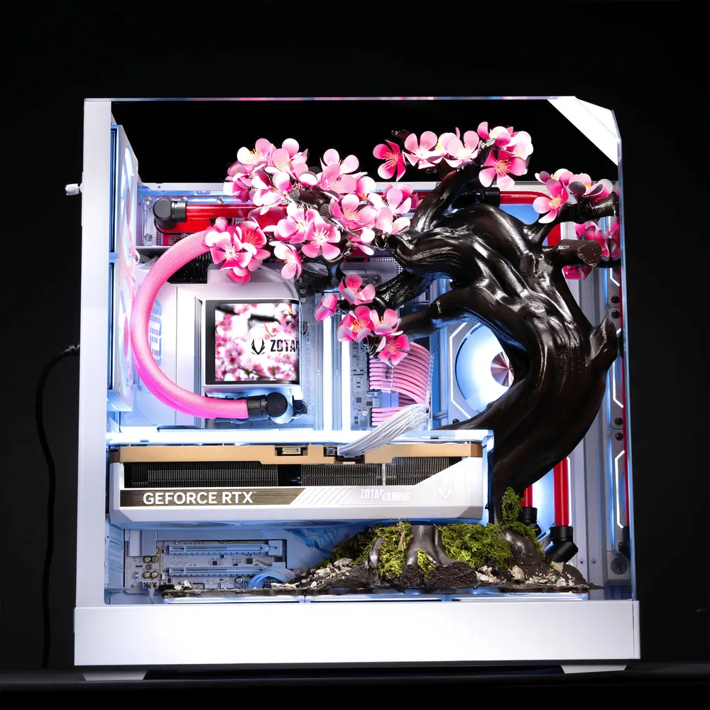 AFTERSHOCK Cherry Bloom PC with hand-painted cherry blossoms