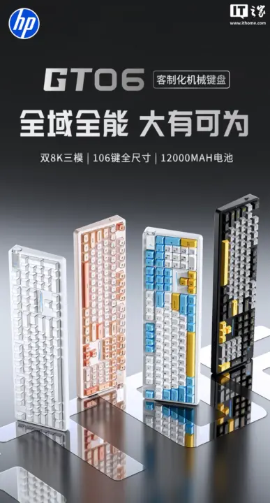 HP GT06 Keyboard Launches at $46 with 8000Hz Polling and 12000mAh Battery