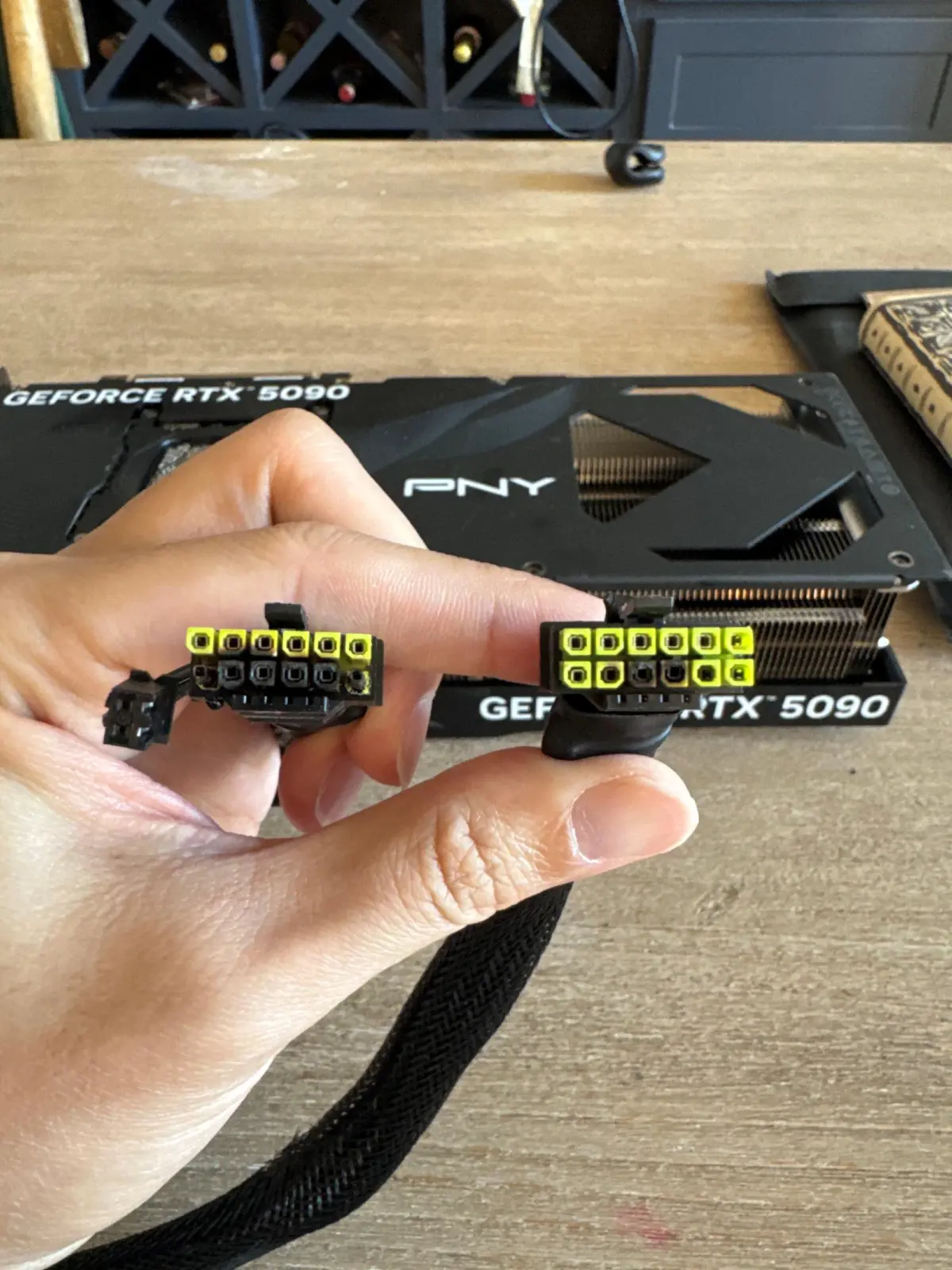 PNY RTX 5090 graphics card with 12VHPWR power connector
