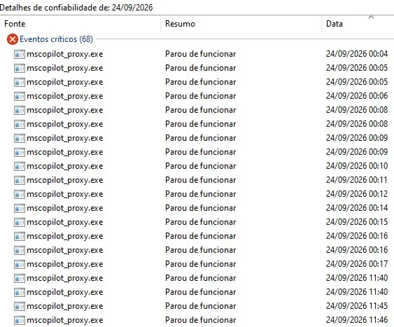 Windows 10 File Explorer interface showing a crash error