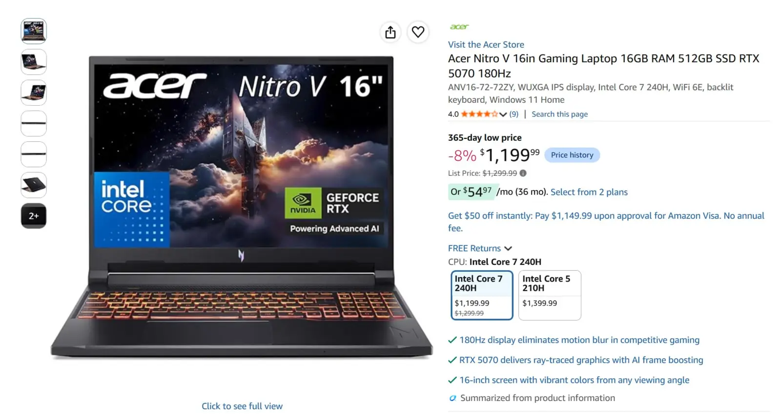 Acer Nitro V 16 laptop with RTX 5070