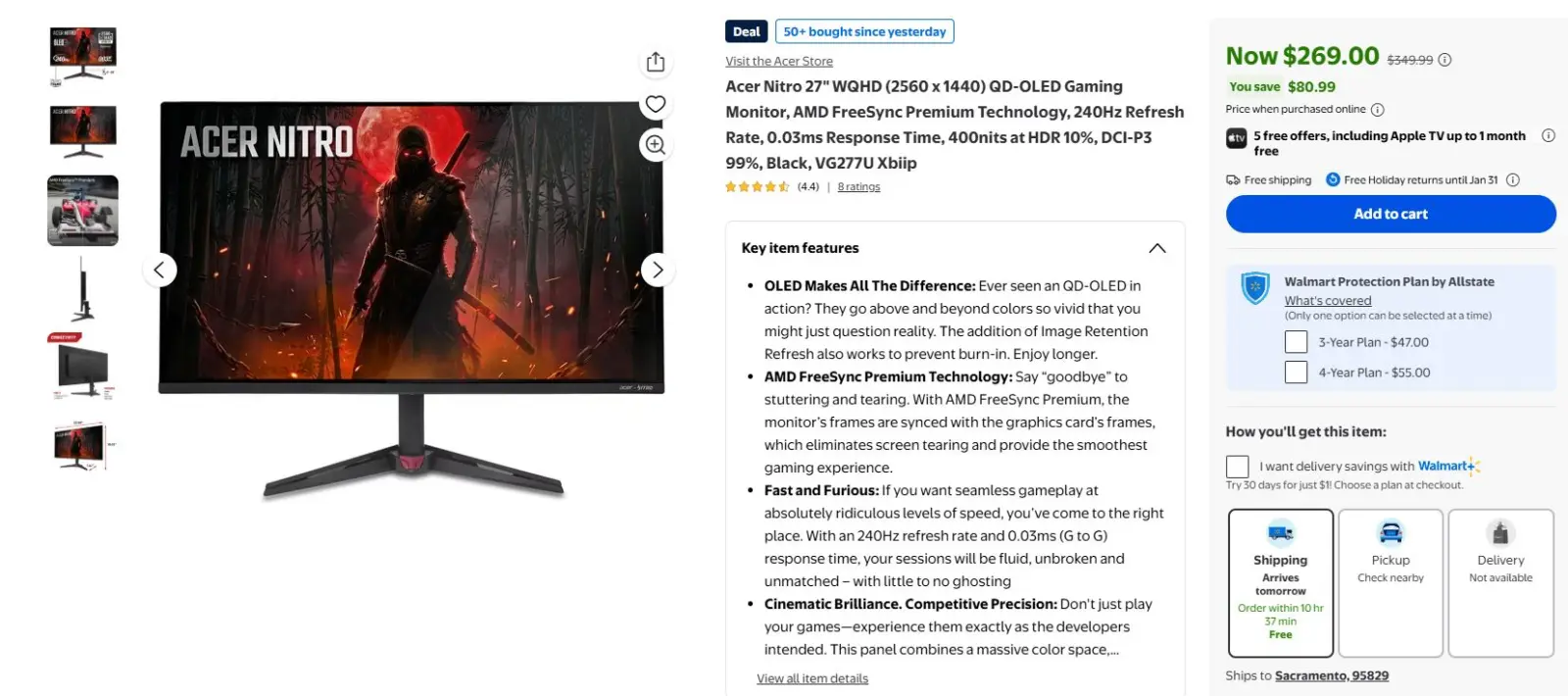 Acer Nitro VG277U Xbiip QD-OLED monitor