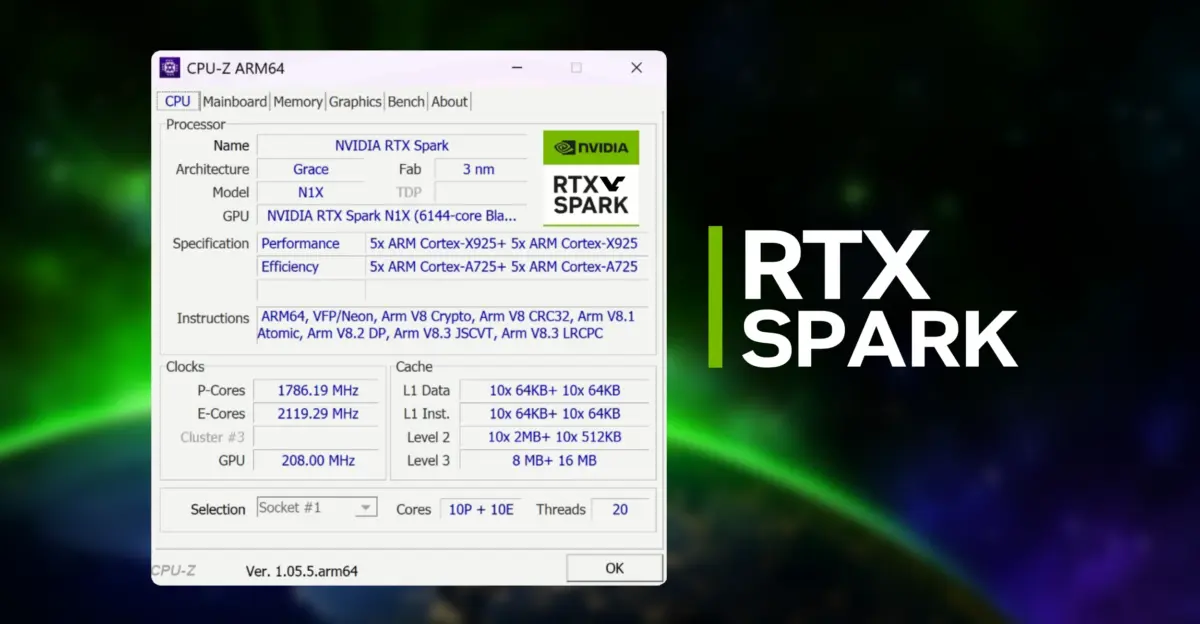CPU-Z and HWMonitor ARM64 1.06 update adds support for NVIDIA RTX Spark