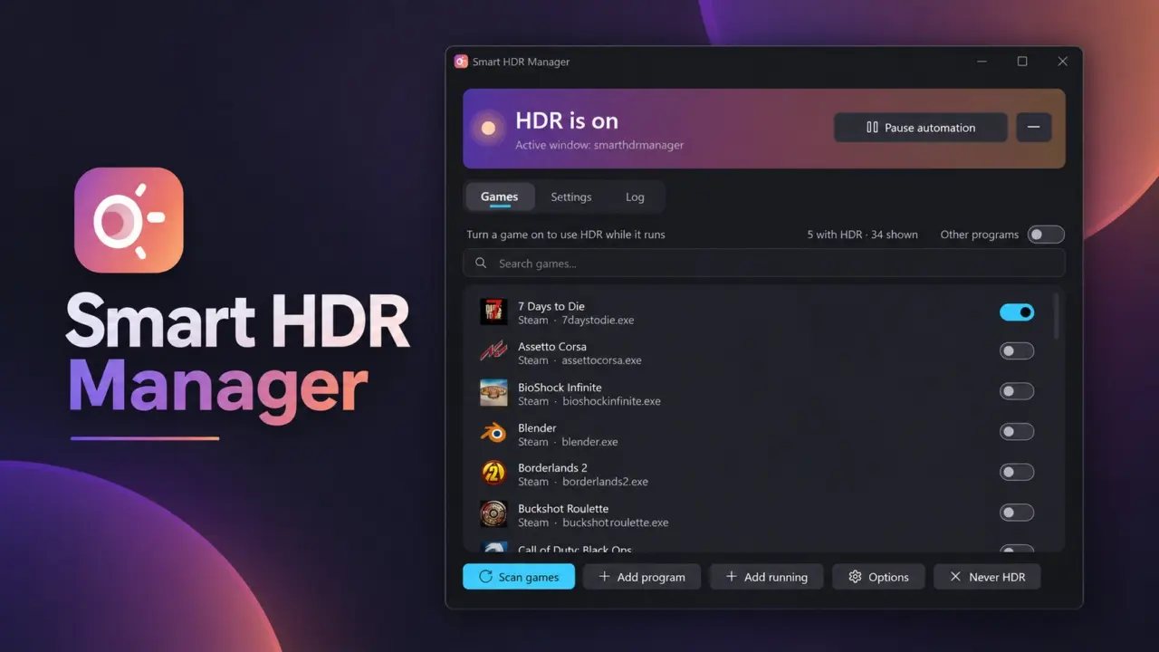 Free Windows Utility Smart HDR Manager Automatically Switches HDR On and Off