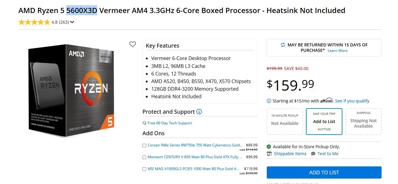 AMD Ryzen 5 5600X3D processor packaging