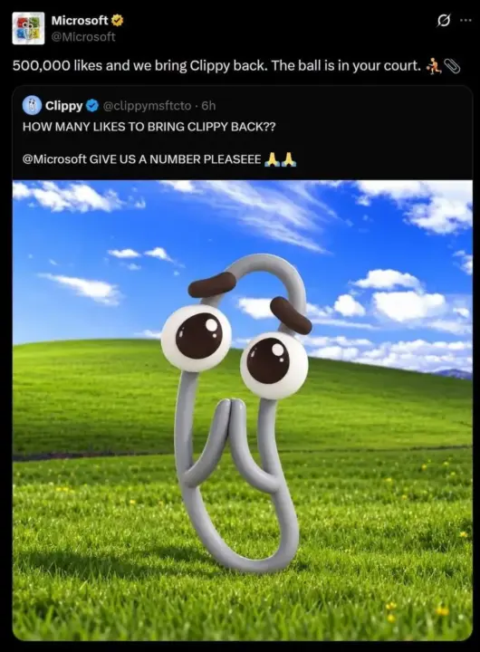 Microsoft’s X Account Hacked for 30 Minutes in Clippy Crypto Scam