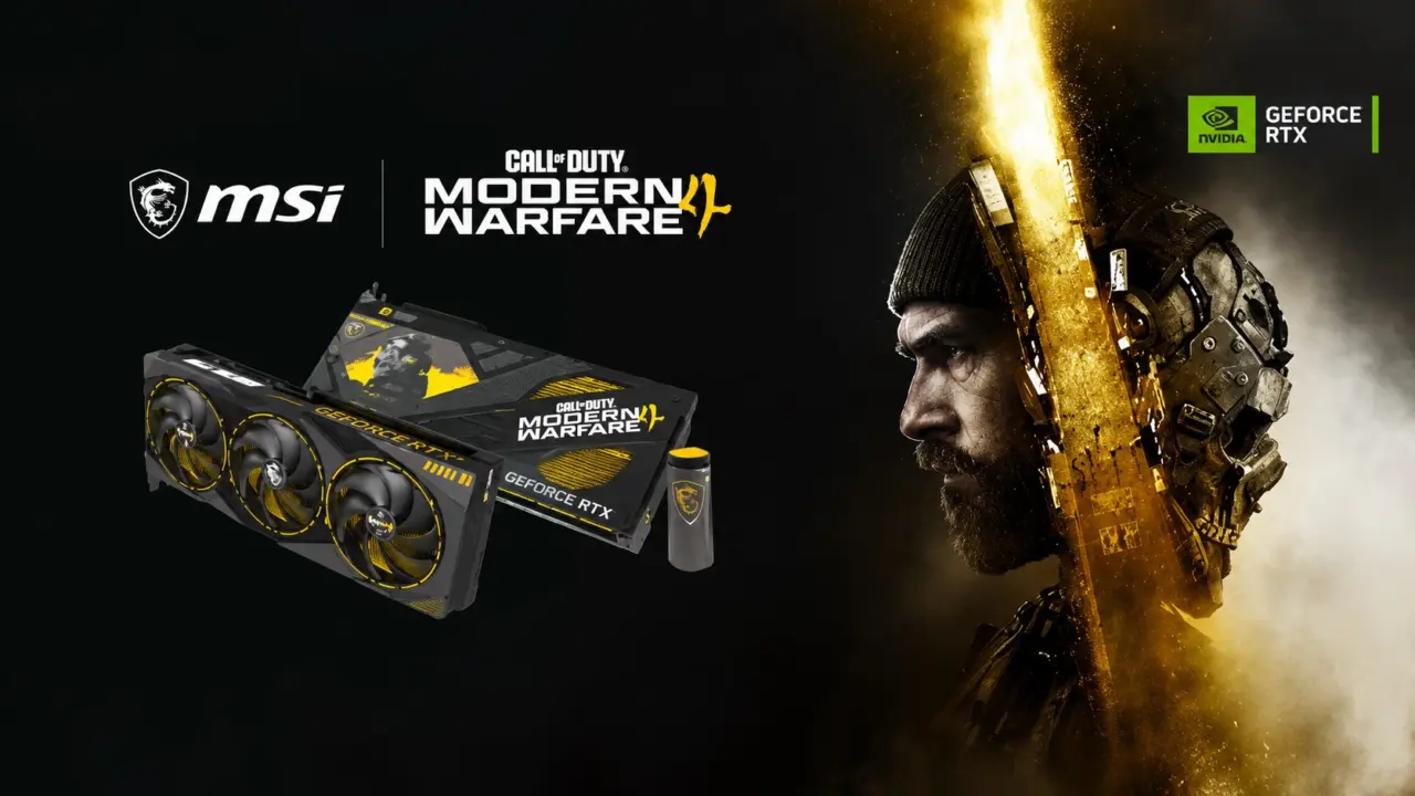 MSI GeForce RTX 5080 16G COD MW4 Edition OC graphics card with yellow heatsink