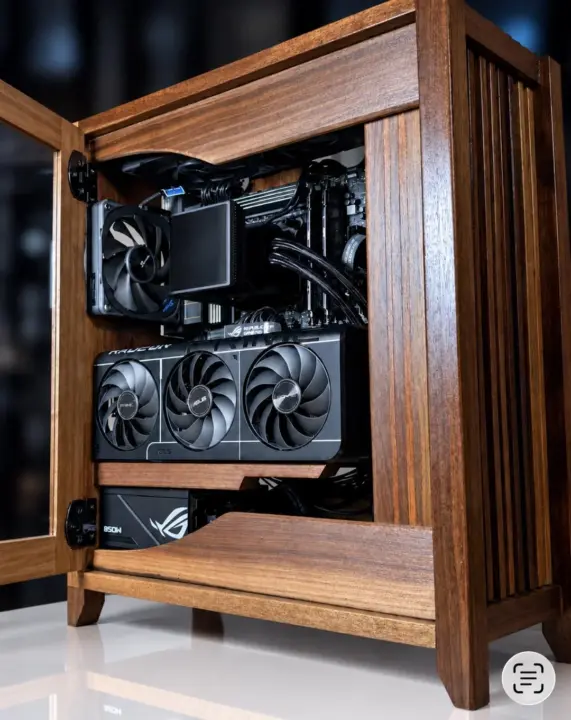 Reddit user builds 22.6kg walnut PC with 9 fans and RX 9070 XT