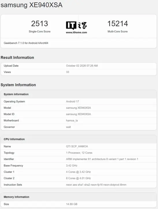Samsung’s First Googlebook Benchmarks Show 15,214 Multi-Core Score on Snapdragon X Elite