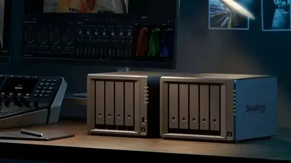 Synology NAS device with warning symbol